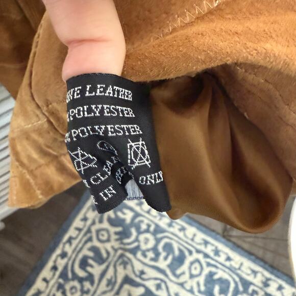 Y2K 90s Retro VINTAGE LEATHER WORKS Suede Patchwork Jacket Tan - Picture 11 of 16